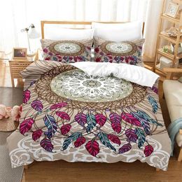 Bedding sets Dreamcatcher Duvet Cover Bohemia Comforter Microfiber Feather Set Full Twin for Girls Teens Adults Bedroom Decor H240521 8X0P
