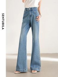 Women's Jeans SENTUBILA High Waist Flared Women 2024 Summer Comfort Soft Full Length Trousers Casual Loose Cotton Denim Pants W41N53622