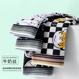 Underpants 4Pcs Men's Boys Boxer Trunks Soft Breathable Stretchable Cute Cartoon Animal Print Underwear Briefs
