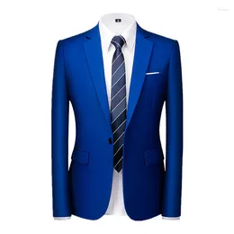 Men's Suits Royal Blue Men Slim Fit Office Blazer Fashion Solid Suit Jacket Wedding Party Male Top Coat Autumn Formal Costume Homme
