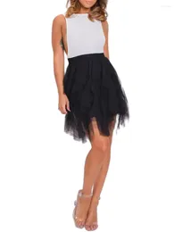 Skirts Women Tulle Tutu Short Skirt Elastic High Waist Layered Mesh A Line Causal Cocktail Party Midi
