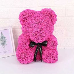 Decorative Objects Figurines Teddy Rose 25cm artificial flower rose with box mothers girlfriends wedding anniversary birthday Valentines Day gift H240521 AH1P
