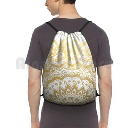 Backpack Gold Jewel Mandala Drawstring Bags Gym Bag Waterproof Vintage Bohemian