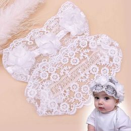 Hair Accessories White Lace Baby Hairband Flower Princess Girl Headband 0-3 Years Infant Elastic Turban Wedding Party Photography Prop Headwear Y240522