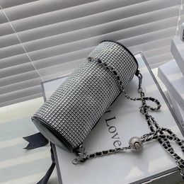 Shoulder Bags Diamond Cylinder Crossbody Bag 2024 Fashion High-quality PU Leather Women's Designer Handbag Chain Messenger