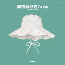 Berets Japanese Mori Sweet Floral Bucket Hats Spring And Summer Travel Versatile Show Face Small Sun Protection Big Brim Women's Caps