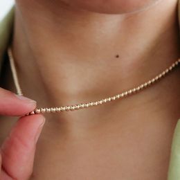 Real 14K Gold Filled Round Bead Necklace Dainty Bead Choker Handmade Pendants Tarnish Resistant Necklace Boho Women Jewellery 240509