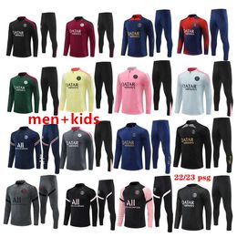 Paris Tracksuit 2024 2025 Mbappe Kids and Men 21 22 23 24 25 25 PSGES Suit Long Sleeve Football Soccer Jersey Kit Usifor