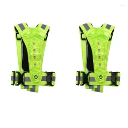 Motorcycle Apparel 2X Reflective Vest Adjustable High Visibility Safety With 8 LED Lamps