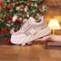 Casual Shoes Summer Women's Breathable Mesh Platform Lace Up Increase Height Sneakers Outdoor Sport For Women