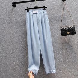 Women's Jeans Woman High Waist Ice Silk Harem Denim Pants Mujer Pantalones Thin Loose Casual Female Ankle Length Cowboy Summer