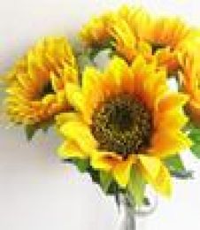 Yellow Sunflower 62cm2441quot Artificial Silk Flowers Simulation Single Sunflower for Wedding Pograph Props Flower Christma8151366
