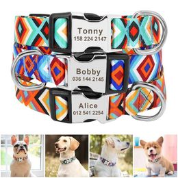 Dog Collars Leashes Personalized ID Collar Nylon Customized Dogs With Tag Nameplate Free Engraving For Small Medium Large Pitbull H240522