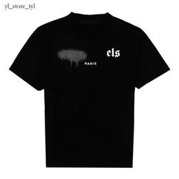 Mens Designer T Shirt Clothes Palms Designer Shirts Women T Shirts Fashion Spray Paint Graffiti Couple Short Sleeves High Street Loose Tide Brand Crew Neck Letter ec7