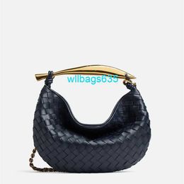 Women's Luxury Bag Botte Venets Sardine with Chain Small Intrecciato Leather Bag with Metallic Top Handle Bag Braided Leather Shoulder Chain Space WL2M