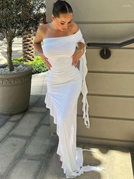 Casual Dresses Dulzura One Shoulder Ruffle Maxi Dress Irrigrual Party Long Evening Birthday Clothes Elegant Outfits 2024 Summer