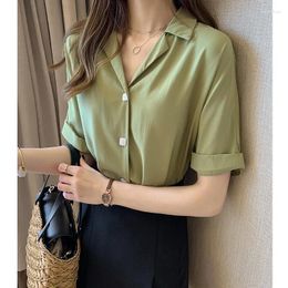 Women's Polos 2024 Japan Korean Style Summer Blouse Shirt For Women Fashion Short Sleeve V Neck Casual Office Lady White Shirts Tops