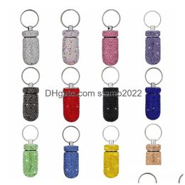 Party Favor Diamond Small Medicine Bottle Keychains Portable Waterproof Aluminum Alloy Tank Storage Box Drop Delivery Home Garden Fe Dhb57