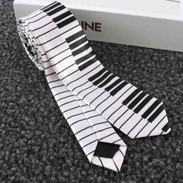 Bow Ties Personalized Fancy Dress For Men Fashion Skinny Tie Music Piano Keyboard Necktie Black & White