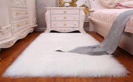 Faux Sheepskin Chair Cover White Warm Hairy Wool Carpet Seat Pad long Skin Fur Plain Fluffy Area Rugs Washable 2020 jw19524798