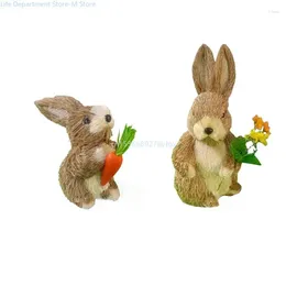 Party Decoration Straw Sitting Statues Easter Holding Flower Carrot Desktop Animal Sculpture Statue For Garden Ornament