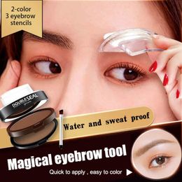 Eyebrow Powder Stamp Tint Stencil Kit Cosmetics Professional Makeup Waterproof Eye Brow Stamp Lift Eyebrow Enhancers Stencil Kit 240522