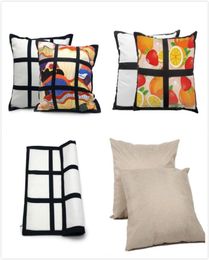 Blank Sublimation Pillow Cover Double Face Sublimation Pillow Case Black 4 Grid 9 Grid Heat Transfer Cushion Cover Throw Sofa Pill3678240