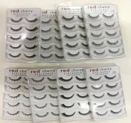 50 lots RED CHERRY False Eyelashes Natural Long Eye Lashes Extension Makeup Professional Faux Eyelash Winged Fake Lashes Wispies y3606396