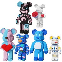 Blocks DIY Childrens Toy Cartoon Mini Violent Bear Brick Model with Lightweight Block Micro Christmas Gift H240523
