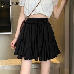 Skirts Pleated Women Ball Gown Simple All-match Gentle Korean Style High Waist Trendy Summer Casual Students Sweet Mini Daily