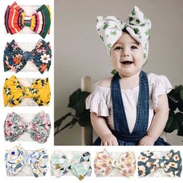 Hair Accessories Lovely Flowers Pattern Bowknot Infant Headband Fashion Cartoon Print Bows Baby Hairband Hair Accessories Birthday Gifts Y240522