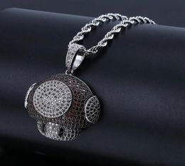 ICED OUT CZ BLING MUSHROOM PENDANT NECKLACE MENS Micro Pave Cubic Zirconia Simulated Diamonds Necklace3759484