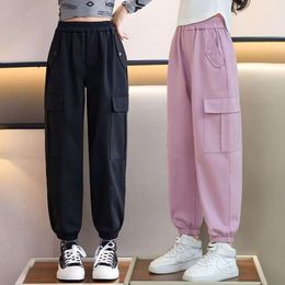 2024 Spring Girls 'Casual Korean Street Hip-Hop Style Spodnie sportowe jesień Wysokiej jakości odzież dla dzieci L2405