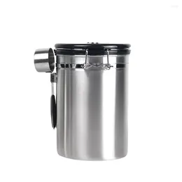 Storage Bottles Coffee Canister Tea Sugar With Spoon Can One Way Valve Airtight Beans Kitchen Stainless Steel Smell Proof