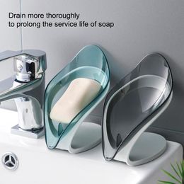 Bathroom Leaf Shape Dish Soap Holder Decorative Drainage Holder Dish for Sponge Brush Bathroom and Kitchen