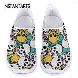 Casual Shoes INSTANTARTS Soft Walking Beautiful Colorful Skull Brand Design Women Flats Mesh Footwear Lightweight Sneaker