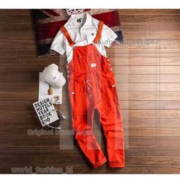 Designer Men's Jeans Fashion Men Jumpsuit Bib Pants Solid Colour Joggers Pockets Streetwear Loose Cotton Straps Suspender Men's Cargo Overalls Rompers 671