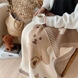 Knit Blanket Swaddling Blankets for Baby Newborn Babies Accessories Bear Children's Winter Warm Bed Cover Bedding Manta Bebe