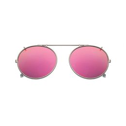 Polarised Round Clip On Sunglasses Unisex Pink Coating Mirror Sun Glasses Driving Metal Oval Shade Clip On Glasses uv400 293n