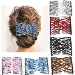 Hair Clips 1Pcs Magic Comb Elastic Beaded Women Stretchy Bride Double Slides Hairpins Combs DIY Styling Accessories