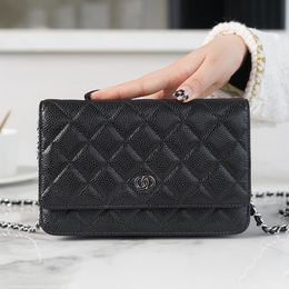 Mirror quality Designer woc caviar clutch chain Bags luxury womens leather tote Crossbody quilted even bag mens classic flap handbags purses shoulder envelope bags
