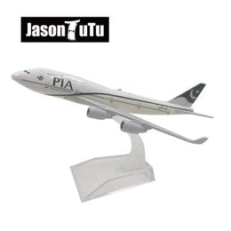 Aircraft Modle JASON TUTU 16cm PIA Boeing 747 Aeroplane Model Plane Model Aircraft Diecast Metal 1/400 Scale Planes Pakistan Airlines B747 Y240522