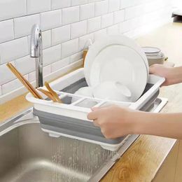 Kitchen Storage Accessories Creative Folding Drainable Bowl Holder Plastic Cutlery Chopsticks Organizer Dish Drying Rack