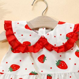 Summer New Girl Baby With And Lace Lapel Strawberry Dot Bag Countryside Style Sweet Princess Dress