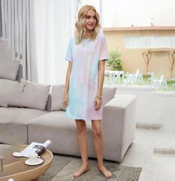 Women Mini Dresses Gradient T Shirt Skirt Short Sleeve Casual Dress Summer Fashion7031339