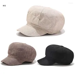 Visors X5QE British Women Girls For Sun Visor Sboy Retro Cotton Linen Solid Col