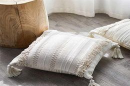 European Style Fourcorner Lace Tassel Cushion Office Lumbar Pillow Cotton Tufted Custom Sofa Pillowcase Chair Pad 2112293043930