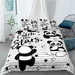Bedding sets Cartoon Cute Panda Sets Child Kids Covers Boys Creative Bed Duvet Cover with case for Teens King Size Set H240521 DTEE