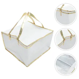 Dinnerware Pizza Bag Cake Insulation Large Tote Purse Bags Delivery Picnic Thermal Water Proof White Cloth Portable