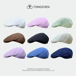 Berets British Style Retro Solid Color For Women Spring And Summer Versatile Sunscreen Japanese Simple Vantage Forward Hats Men